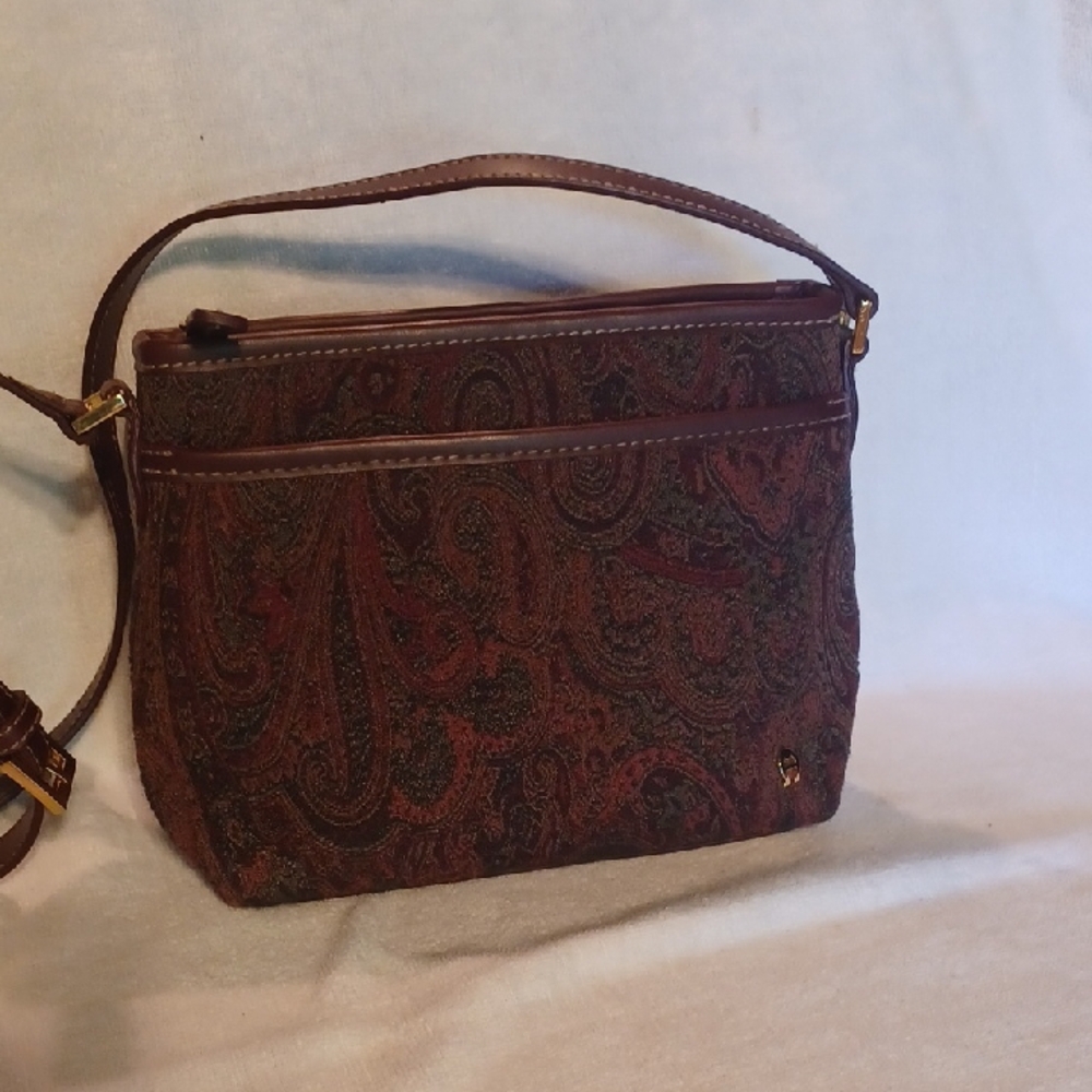 Etienne Aigner Paisley Shoulder Bag - Brown and Red Cross Body